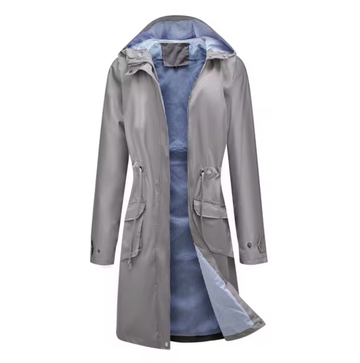 Women's Long Waterproof Jacket with Hood - Outdoor Protection