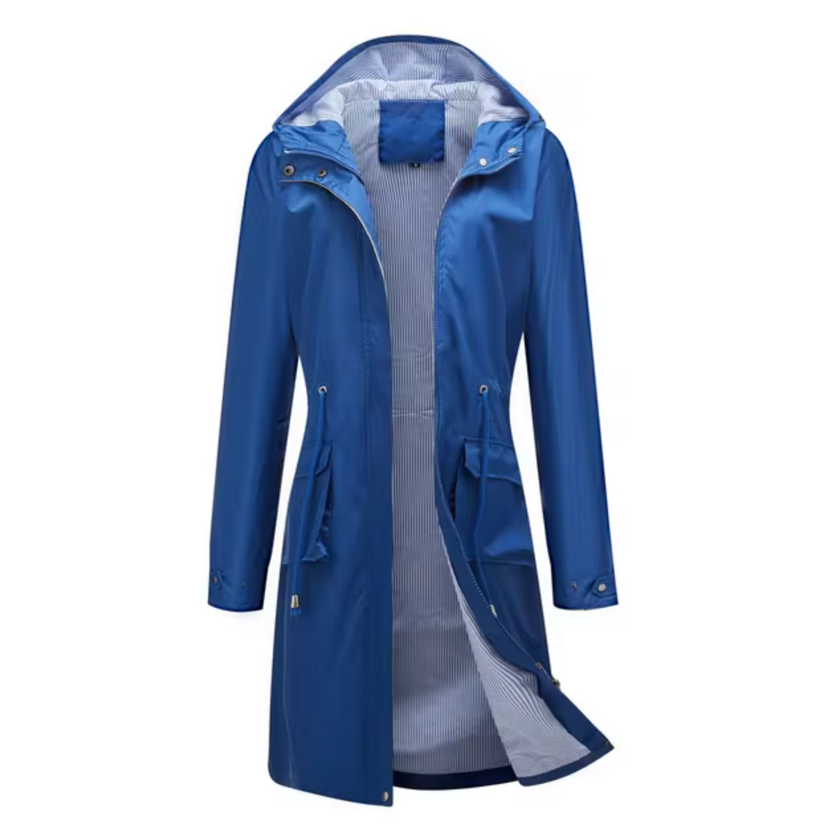 Women's Long Waterproof Jacket with Hood - Outdoor Protection