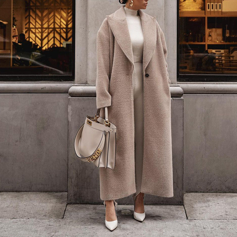 Women's Longline Wrap Coat with Shawl Collar
