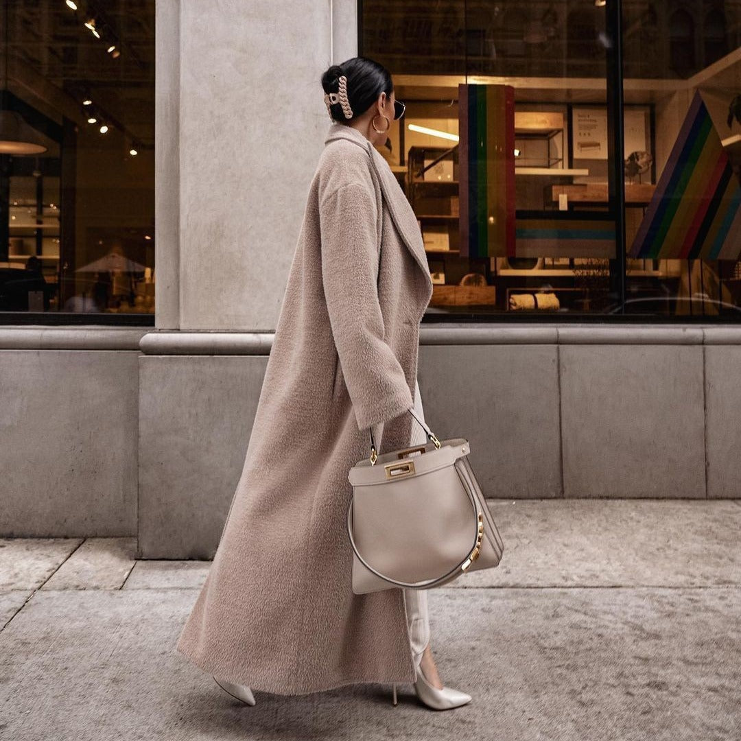 Women's Longline Wrap Coat with Shawl Collar