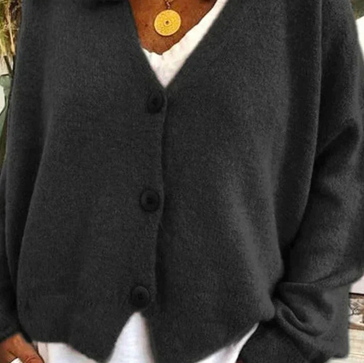 Women's Loose-Fit V-Neck Button-Front Knit Cardigan