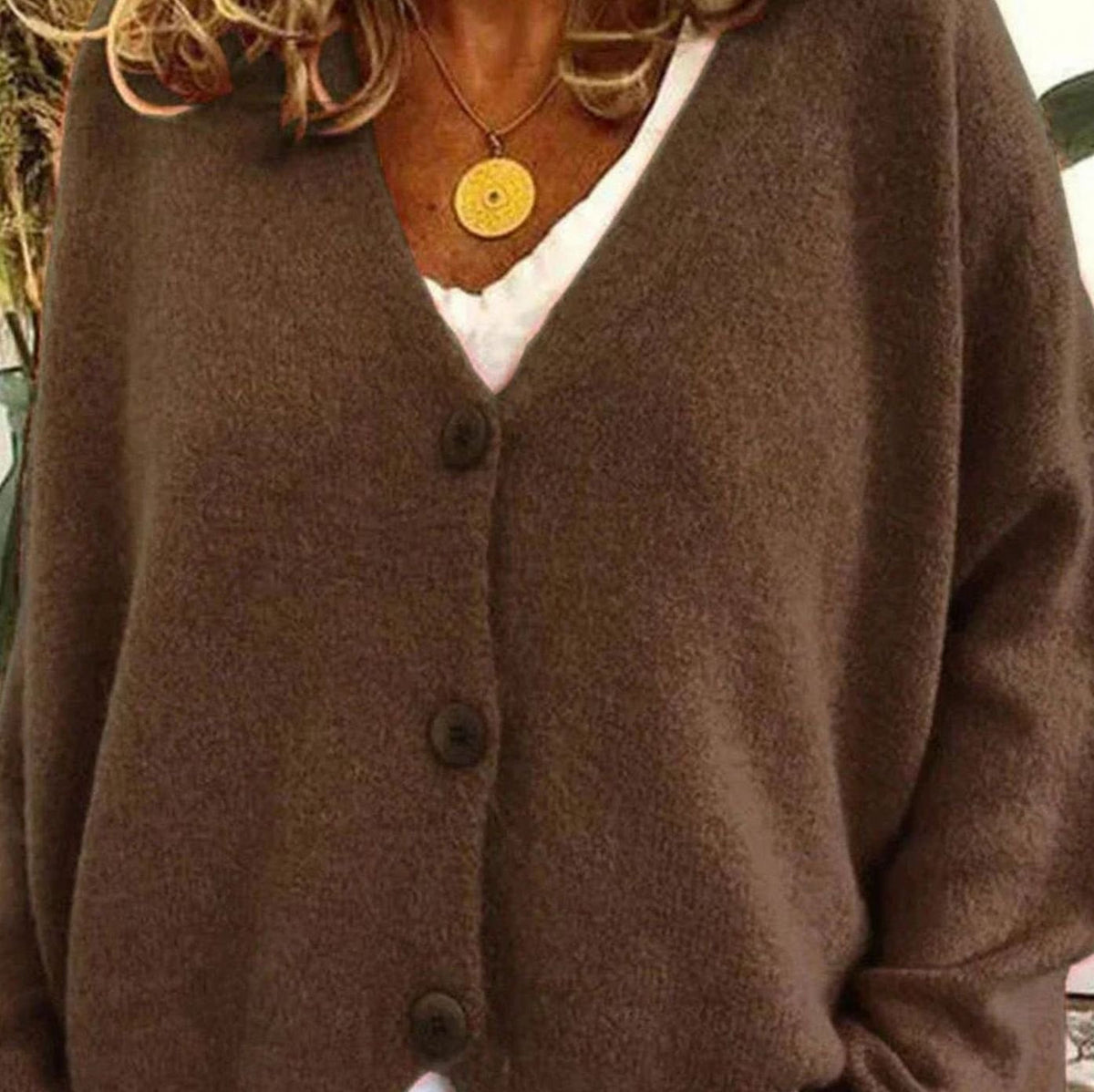 Women's Loose-Fit V-Neck Button-Front Knit Cardigan