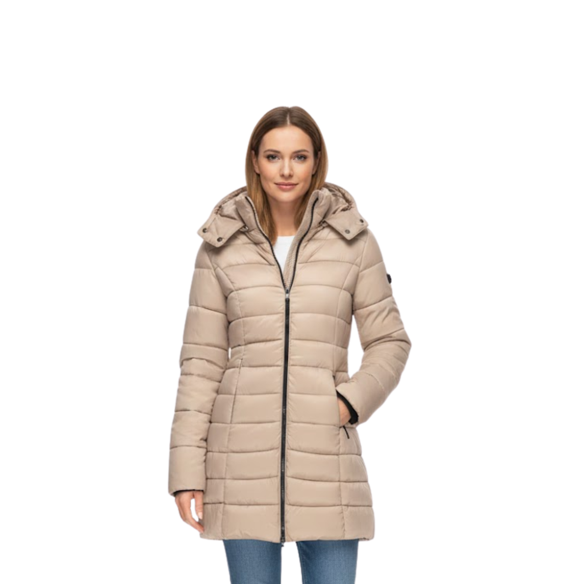 Women's Mid-Length Hooded Quilted Parka - Warm Winter Coat