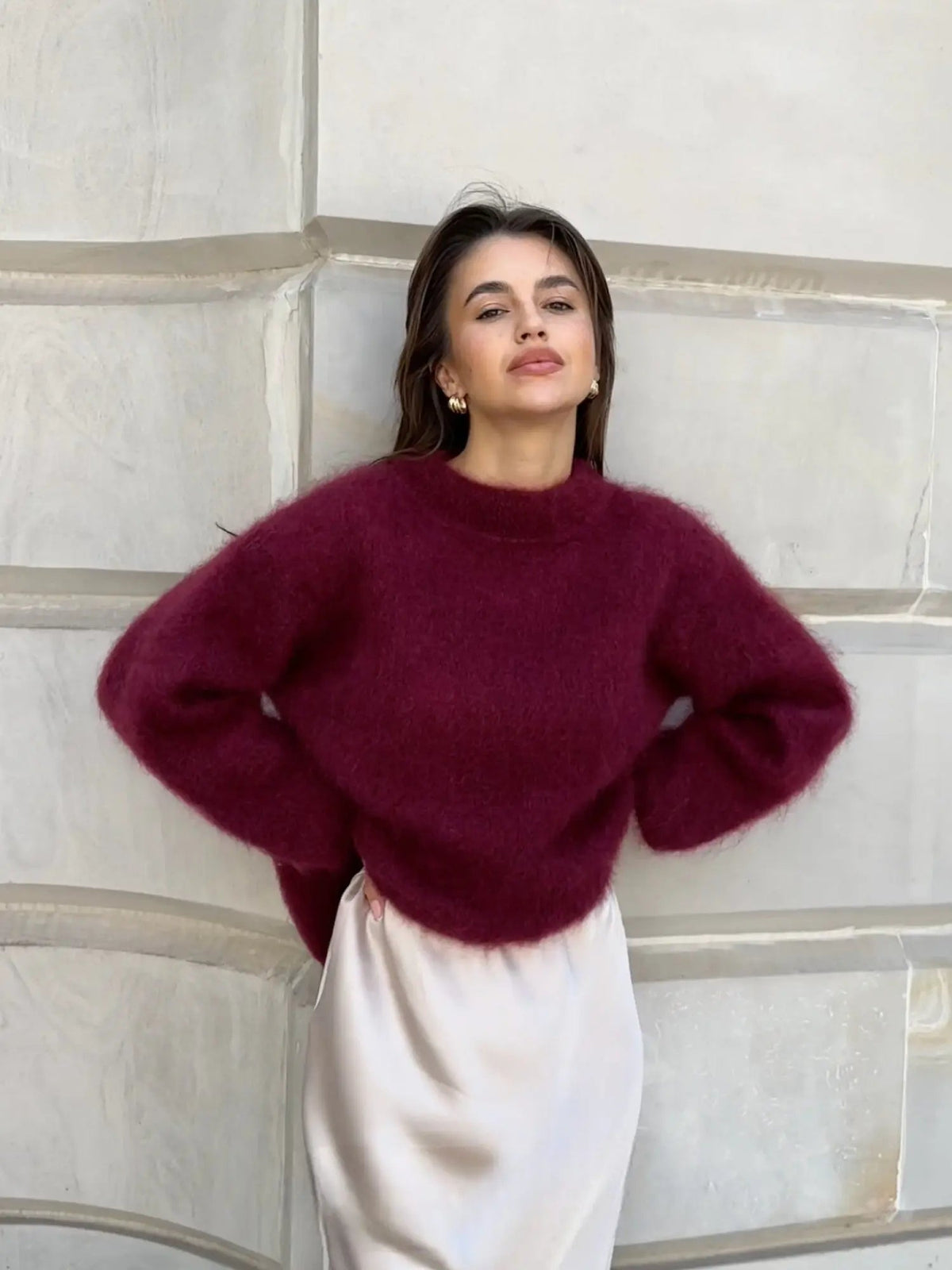 Women's Mohair Sweater - Soft Fluffy Knit Wool Sweater