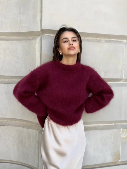 Women's Mohair Sweater - Soft Fluffy Knit Wool Sweater