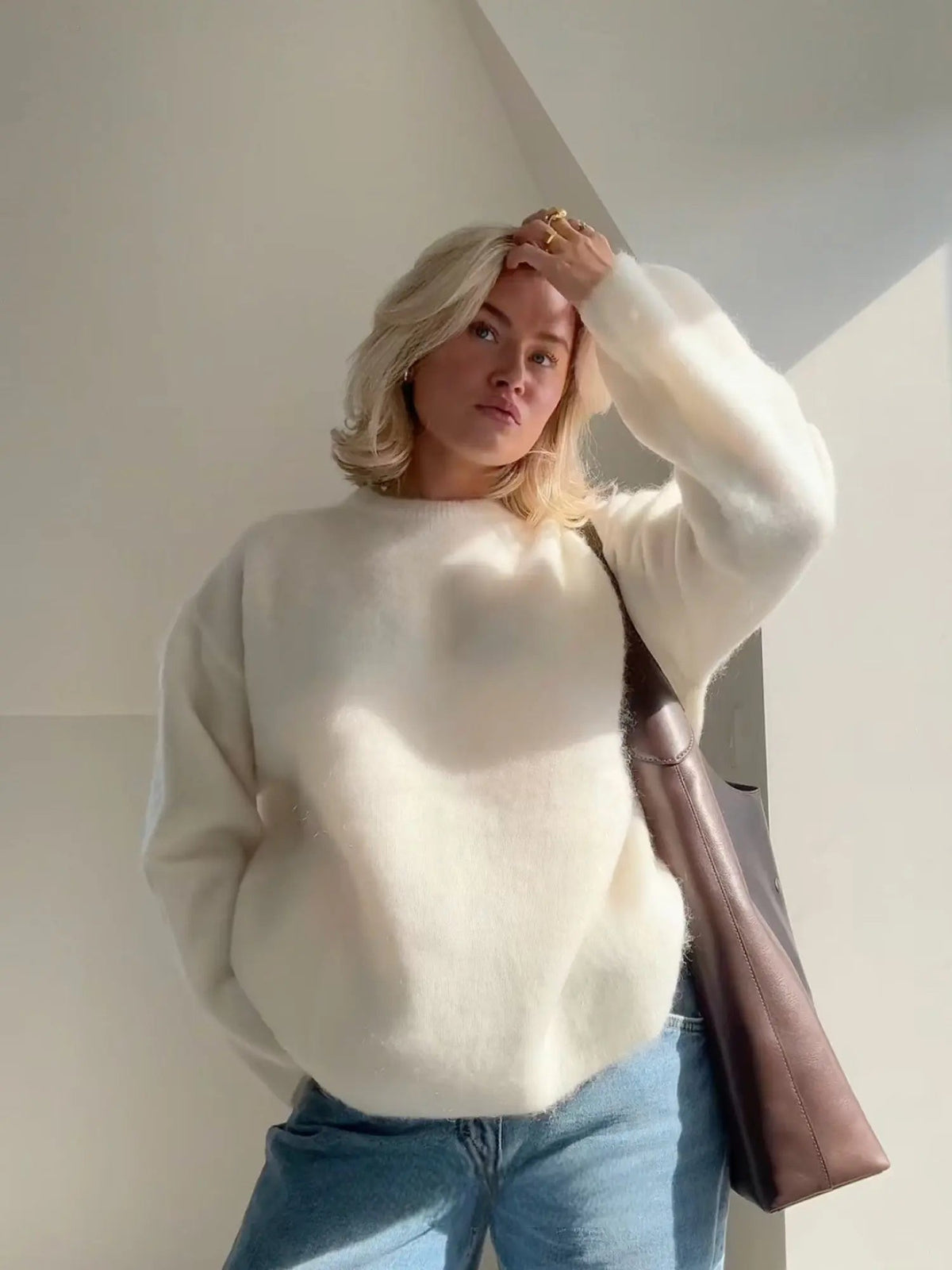 Women's Mohair Sweater - Soft Fluffy Knit Wool Sweater