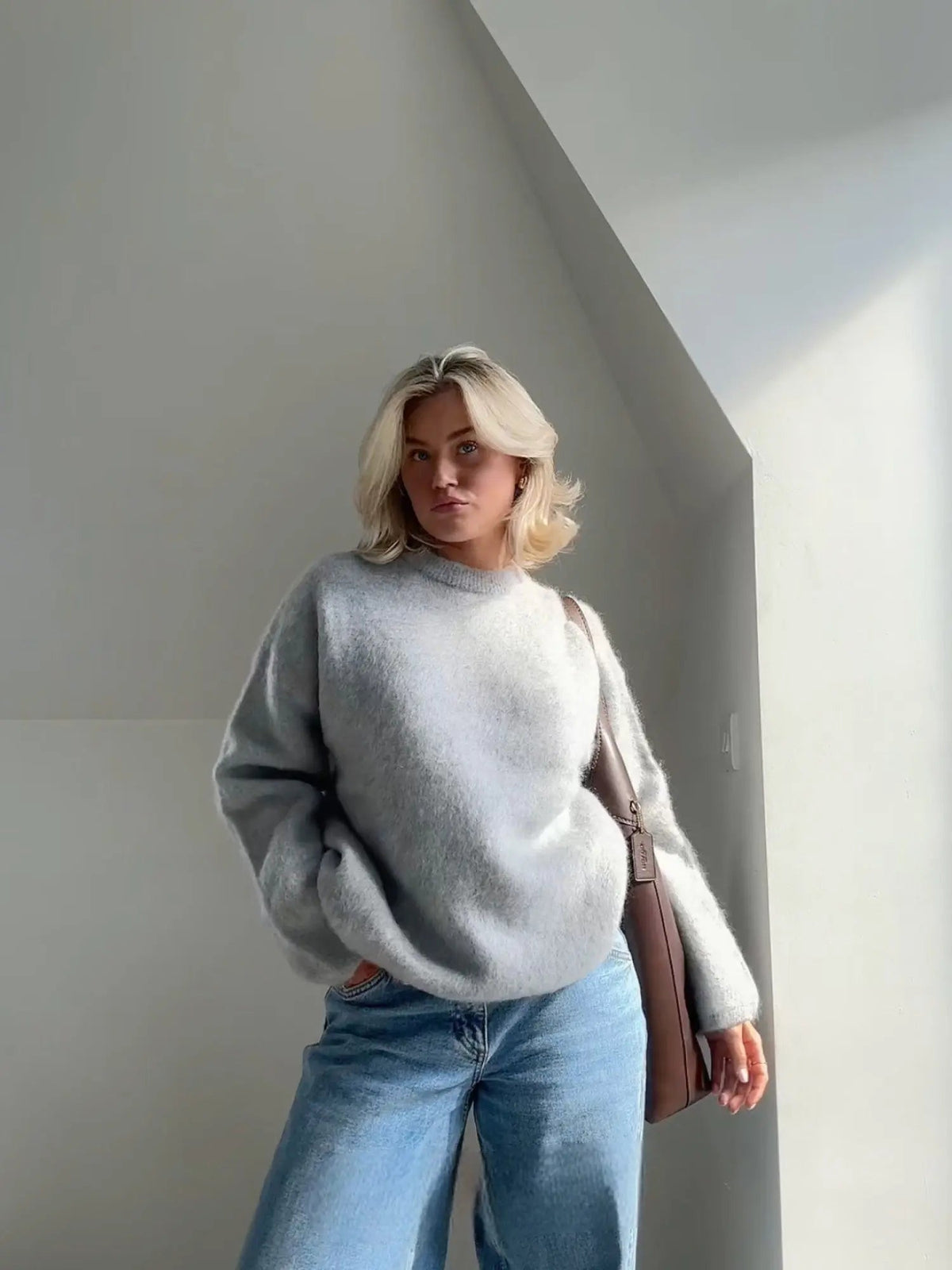 Women's Mohair Sweater - Soft Fluffy Knit Wool Sweater