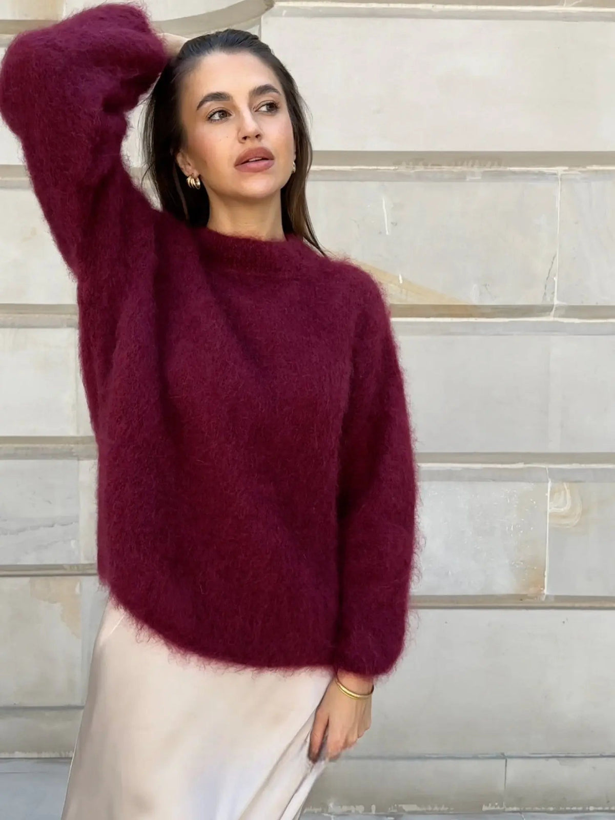 Women's Mohair Sweater - Soft Fluffy Knit Wool Sweater