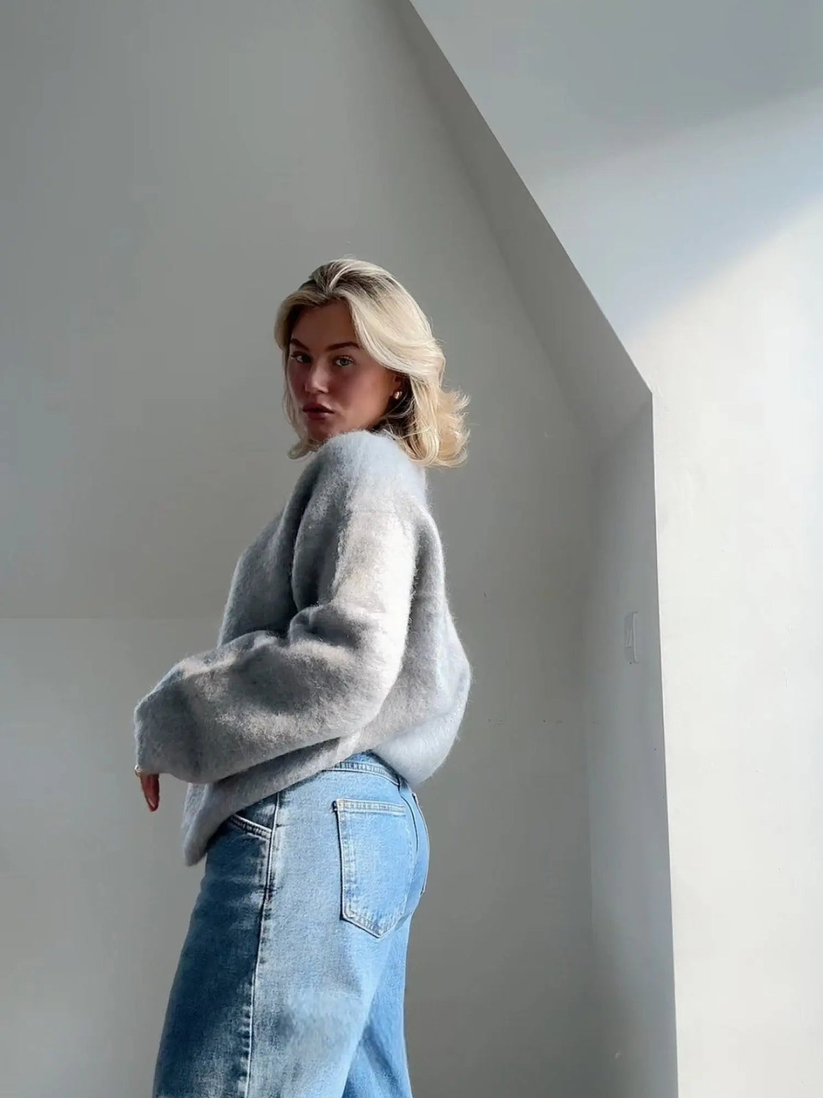 Women's Mohair Sweater - Soft Fluffy Knit Wool Sweater