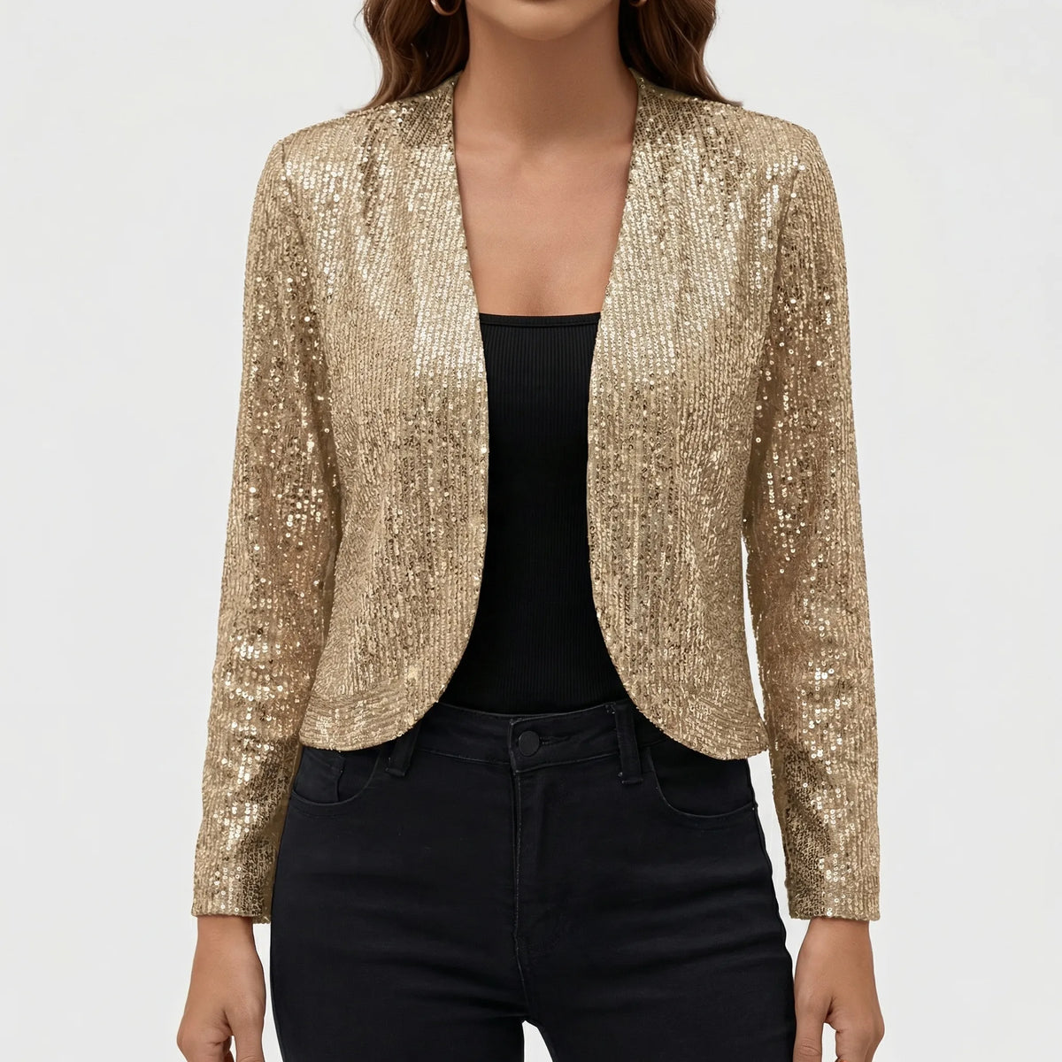 Women's Open-Front Bead-Blend Knit Jacket