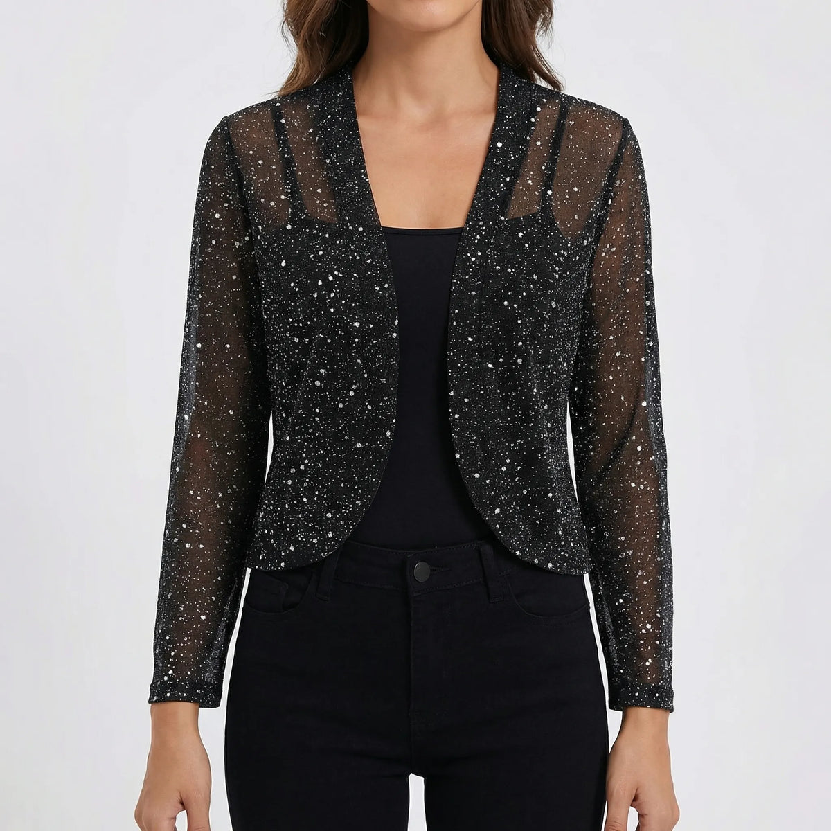 Women's Open-Front Bead-Blend Knit Jacket