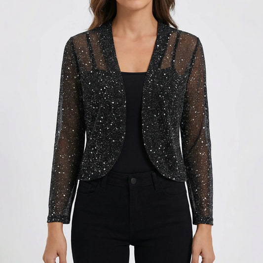 Women's Open-Front Bead-Blend Knit Jacket