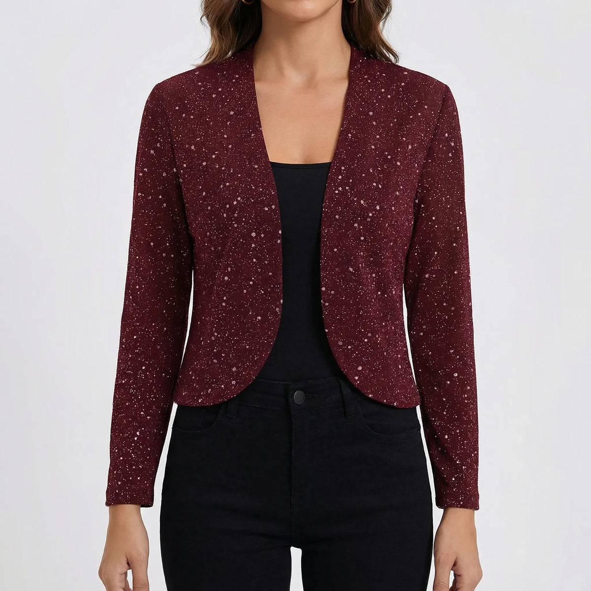 Women's Open-Front Bead-Blend Knit Jacket