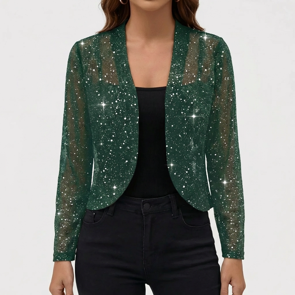 Women's Open-Front Bead-Blend Knit Jacket