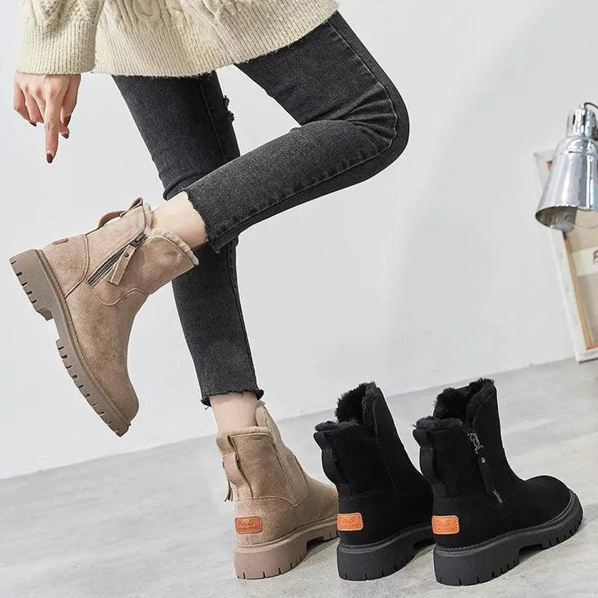 Women's Orthopedic Fur-Lined Zip-Up Ankle Boots