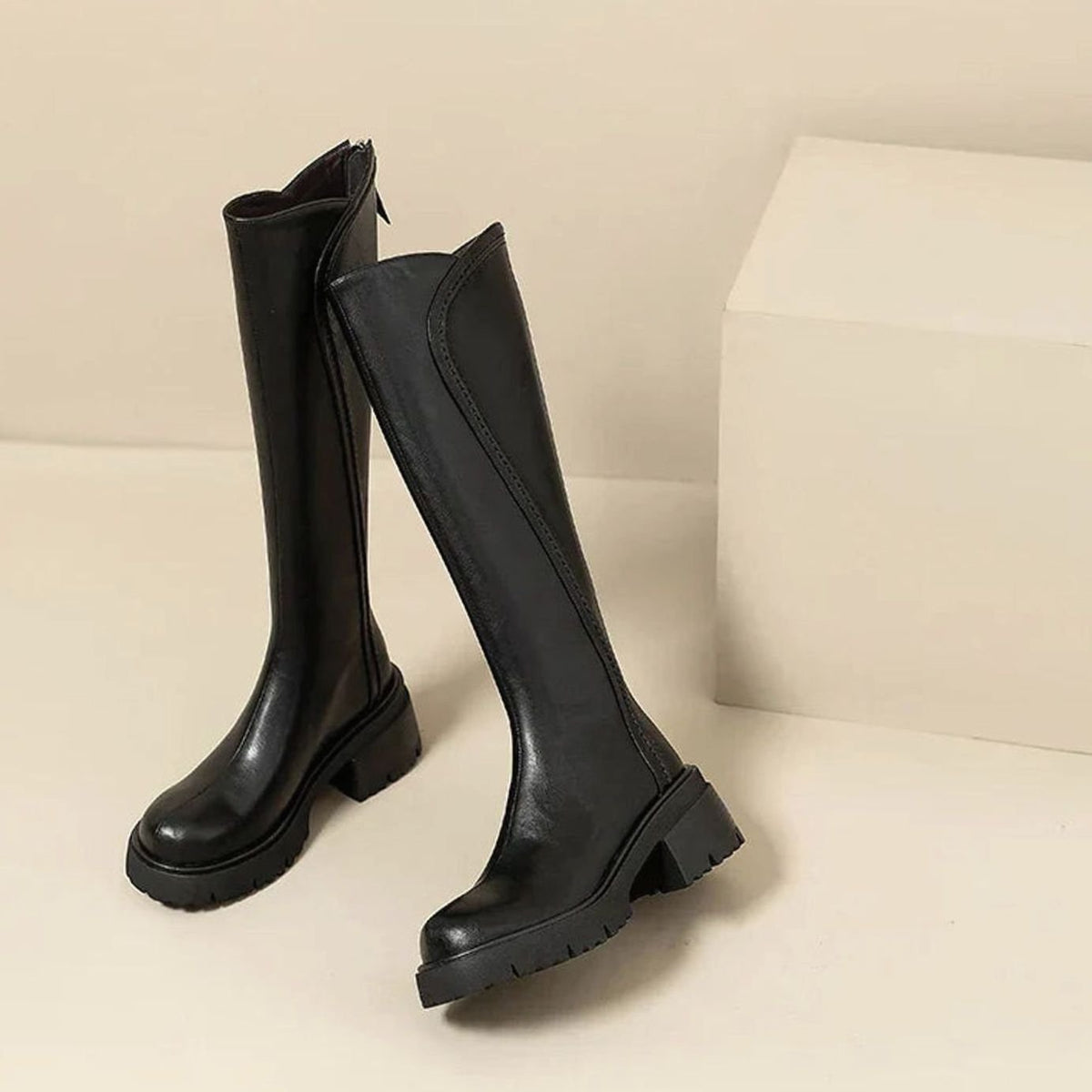 Women's Orthopedic Knee-High Back-Zip Leather Boots