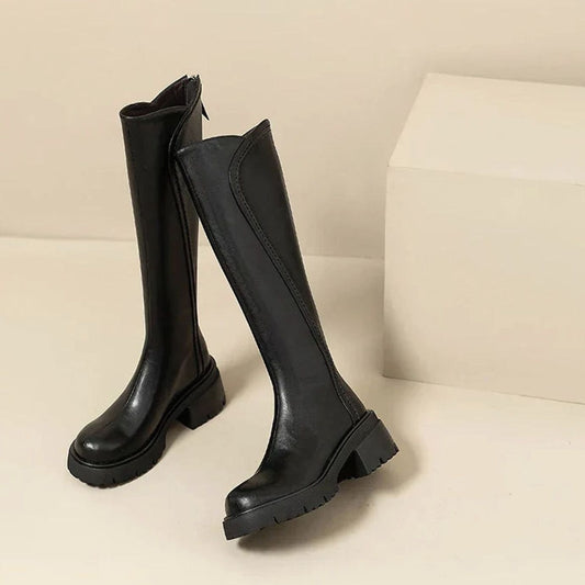 Women's Orthopedic Knee-High Back-Zip Leather Boots