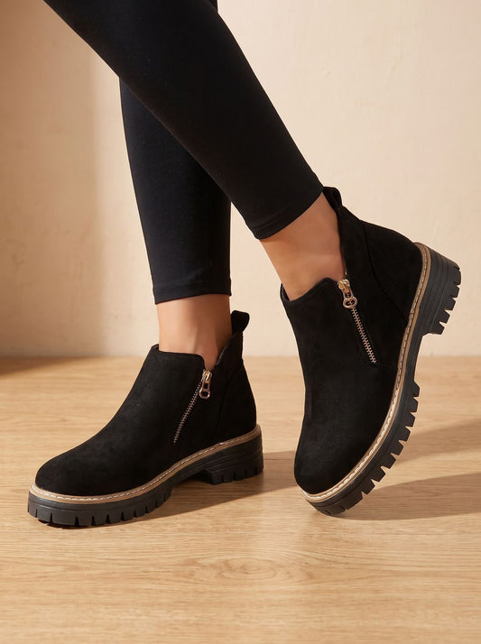 Women's Orthopedic Leopard Print Side-Zip Ankle Boots