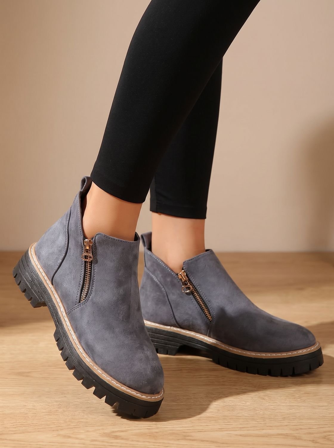 Women's Orthopedic Leopard Print Side-Zip Ankle Boots