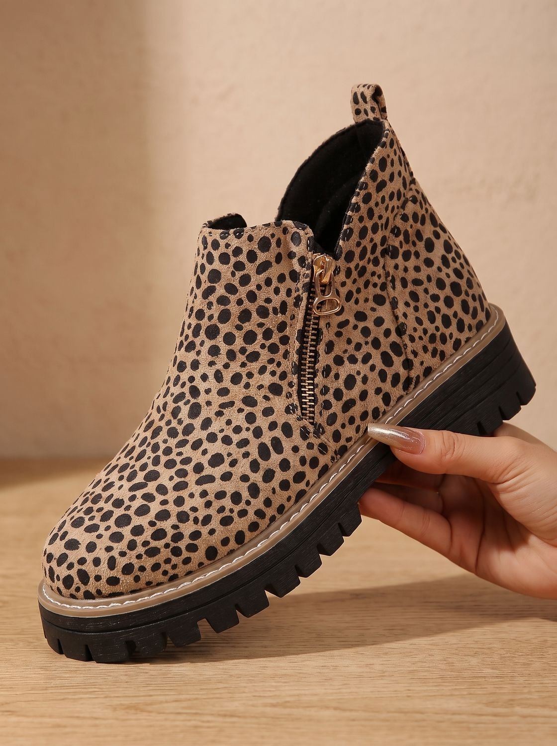 Women's Orthopedic Leopard Print Side-Zip Ankle Boots