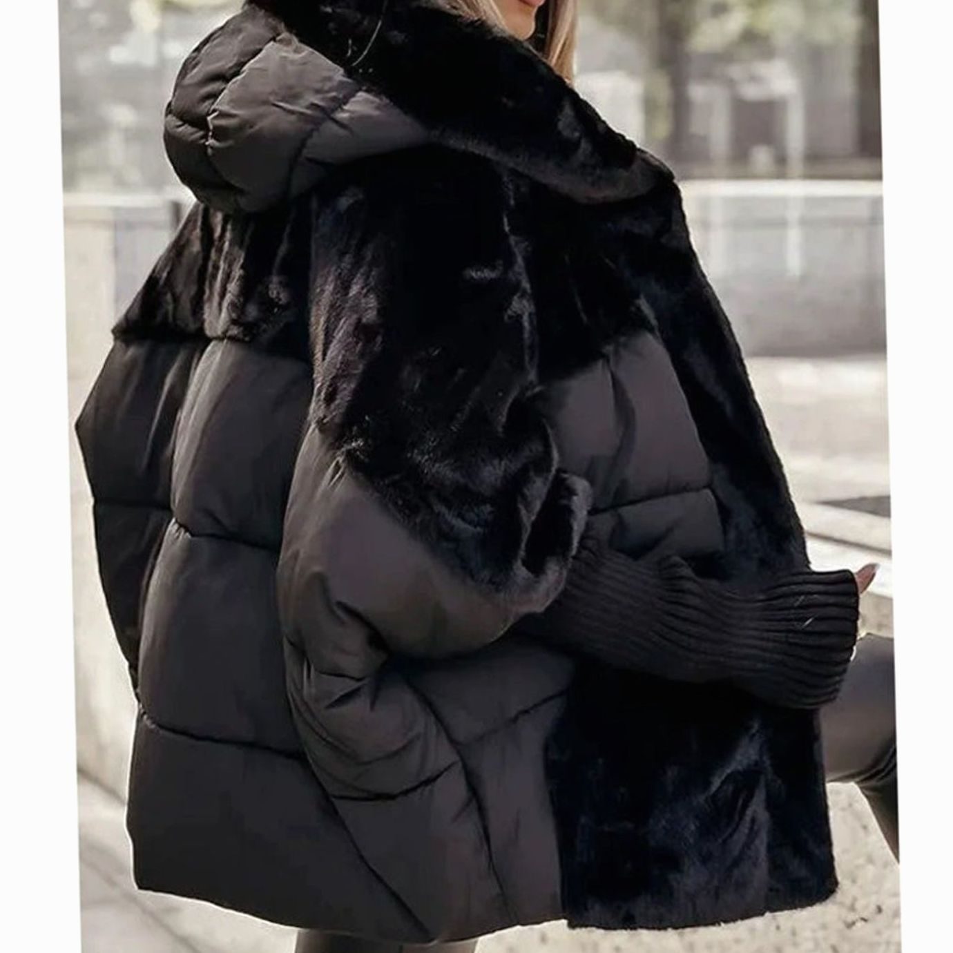 Women's Oversized Faux Fur Hooded Winter Puffer Jacket