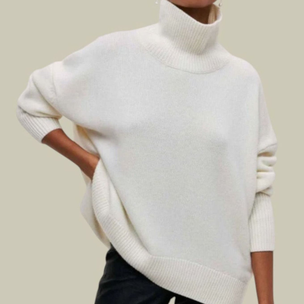 Women's Oversized Loose Fit Cozy Turtleneck Knit Sweater