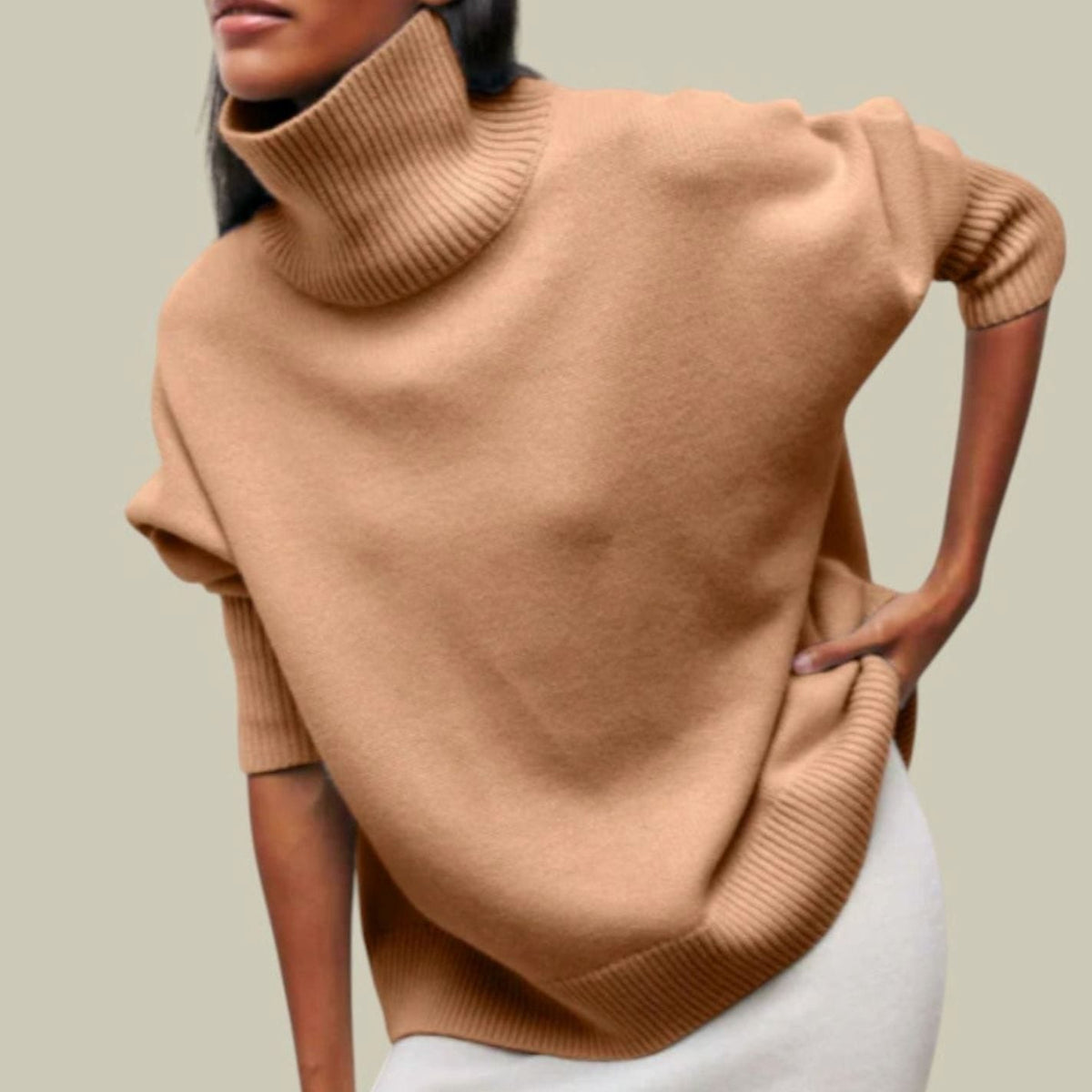 Women's Oversized Loose Fit Cozy Turtleneck Knit Sweater