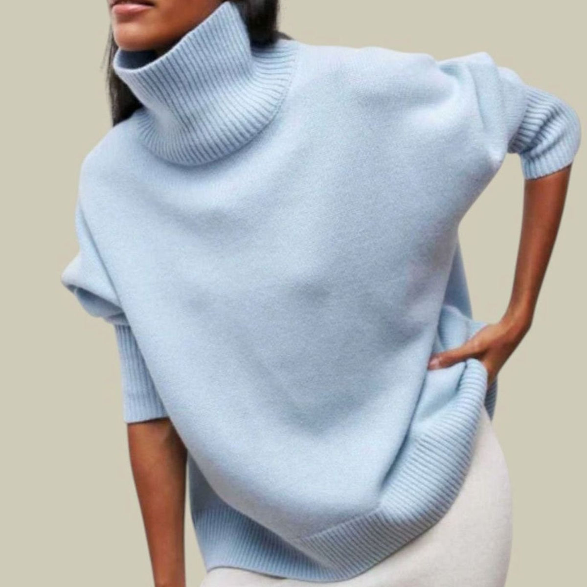 Women's Oversized Loose Fit Cozy Turtleneck Knit Sweater