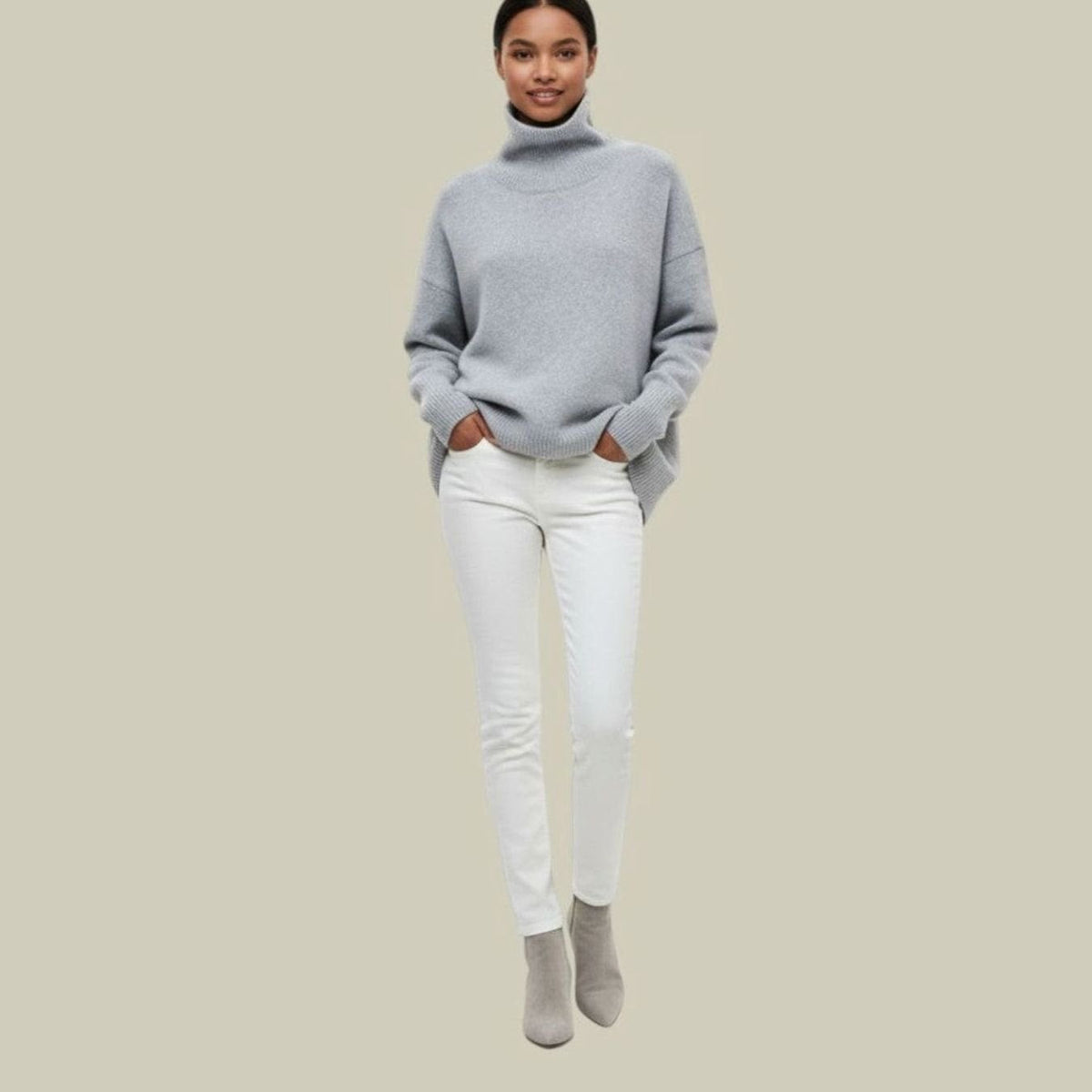 Women's Oversized Loose Fit Cozy Turtleneck Knit Sweater
