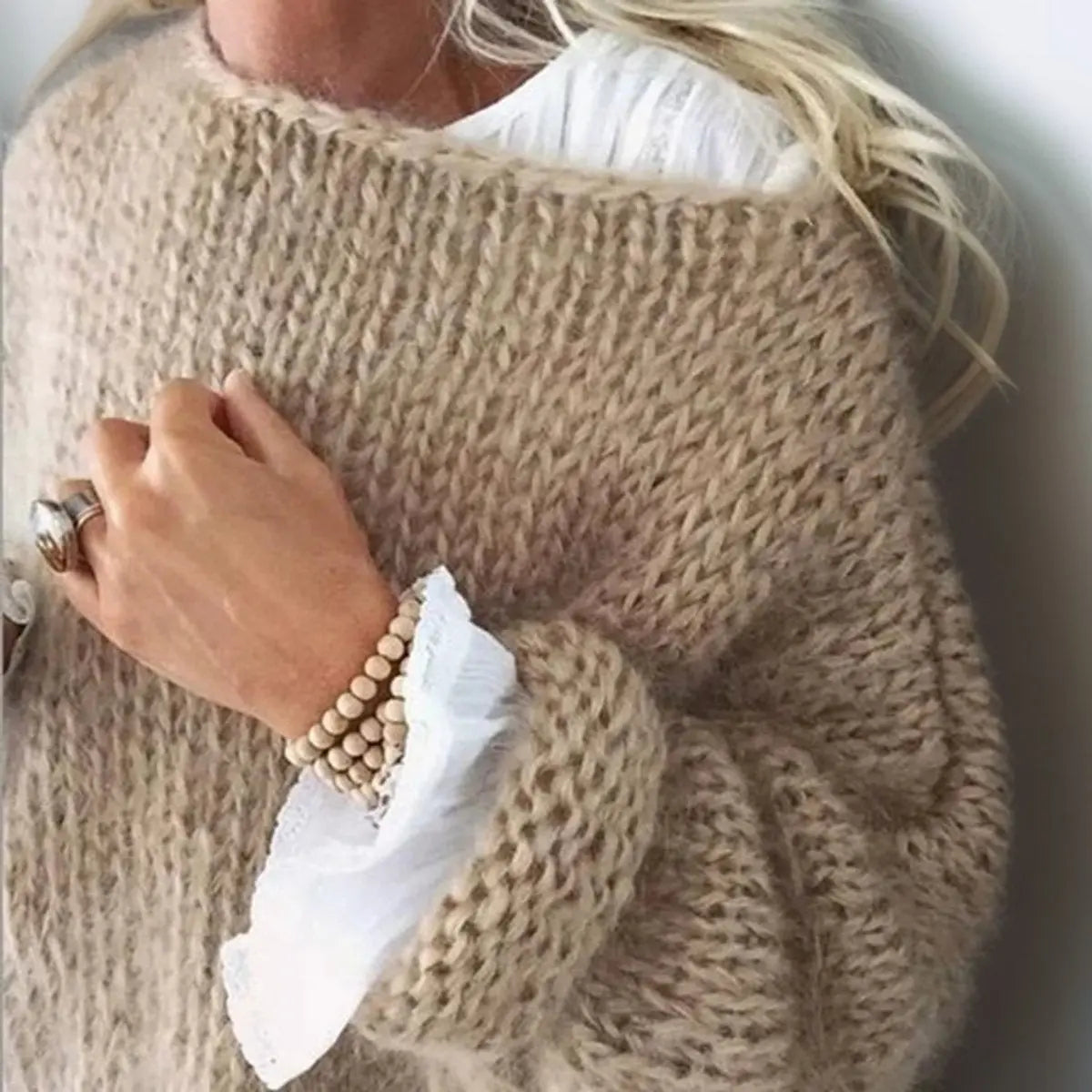 Women's Oversized Mohair-Blend Knit Sweater