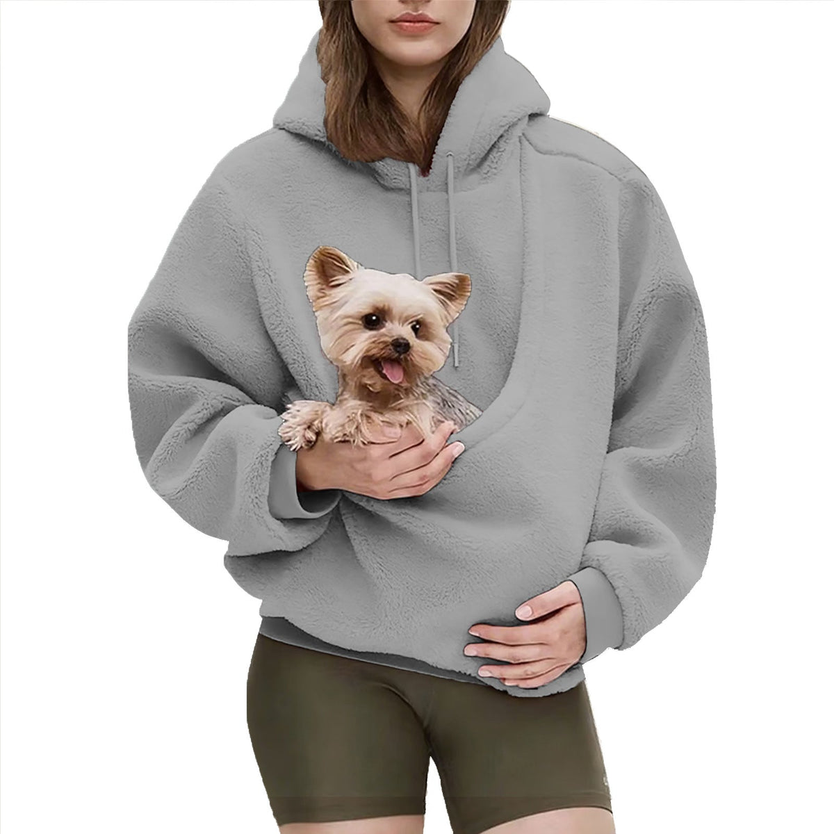Women's Oversized Sherpa Hoodie with Pet Pocket