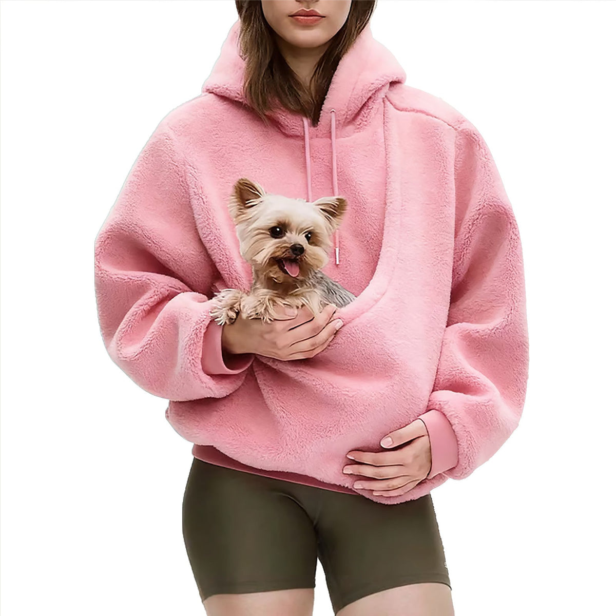 Women's Oversized Sherpa Hoodie with Pet Pocket