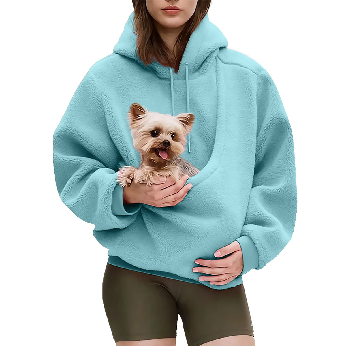Women's Oversized Sherpa Hoodie with Pet Pocket
