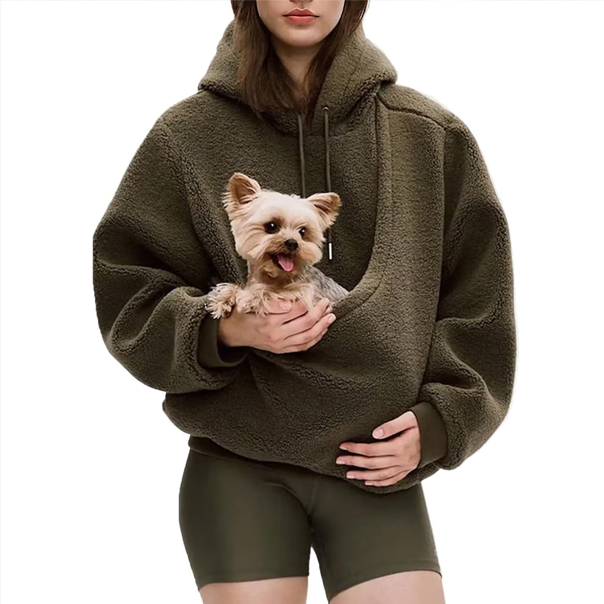 Women's Oversized Sherpa Hoodie with Pet Pocket