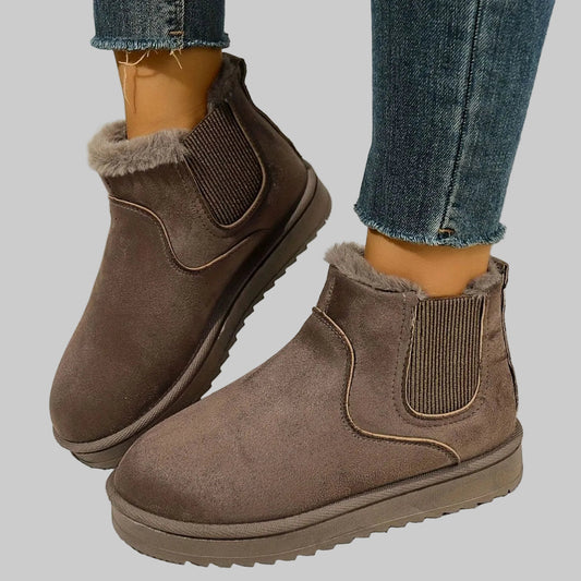 Women's Plush-Lined Slip-On Platform Winter Snow Boots