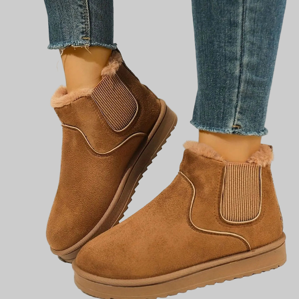 Women's Plush-Lined Slip-On Platform Winter Snow Boots