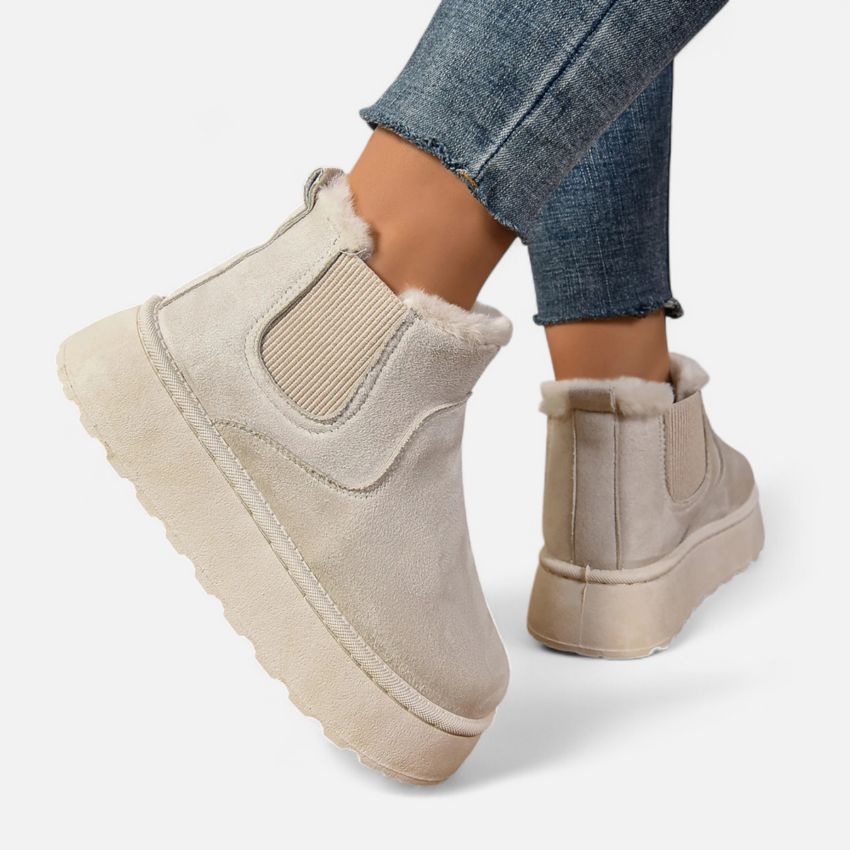 Women's Plush Platform Chelsea Ankle Boots