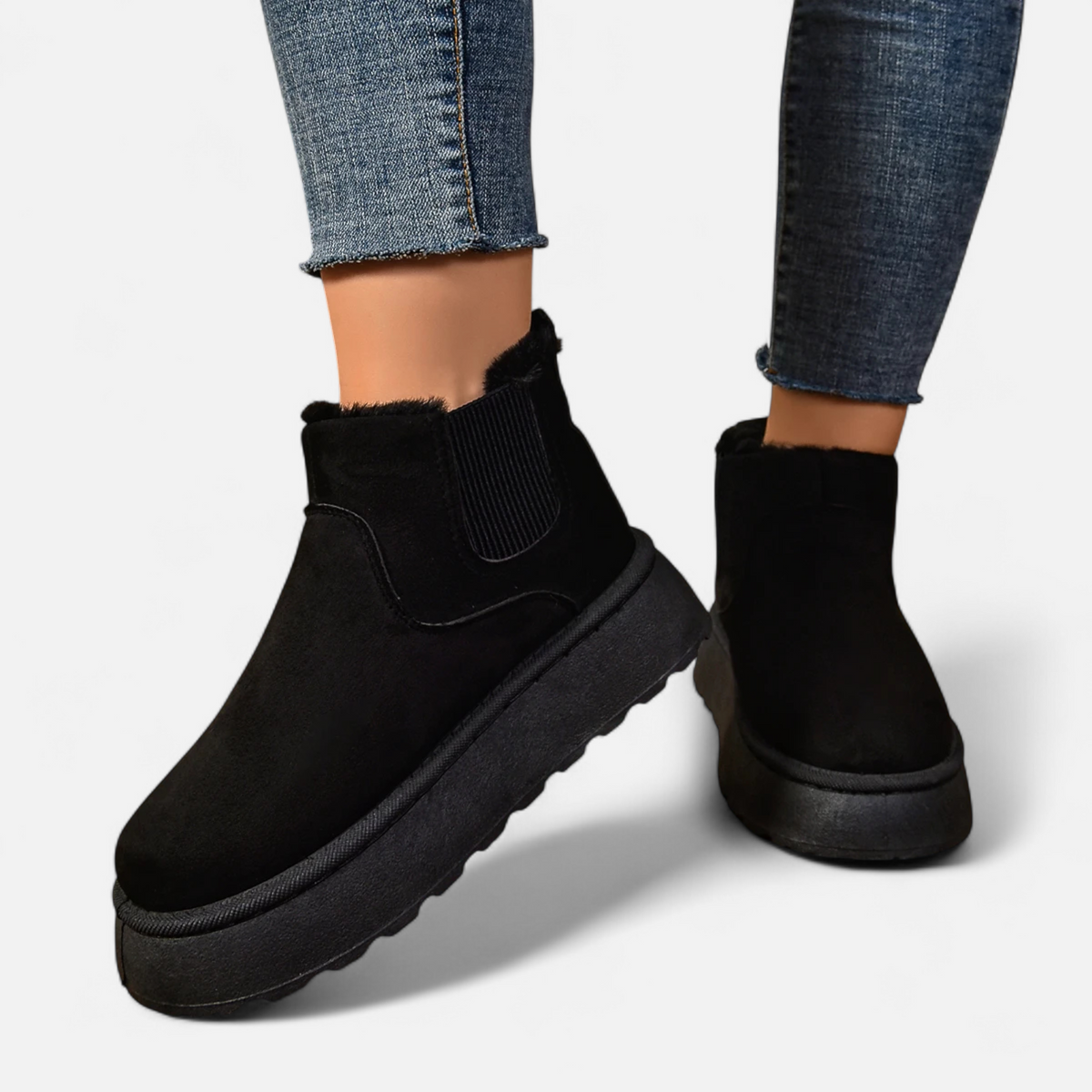Women's Plush Platform Chelsea Ankle Boots