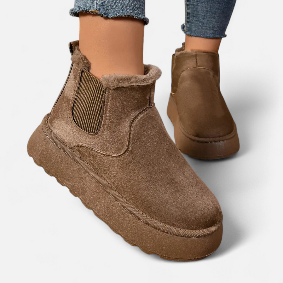 Women's Plush Platform Chelsea Ankle Boots
