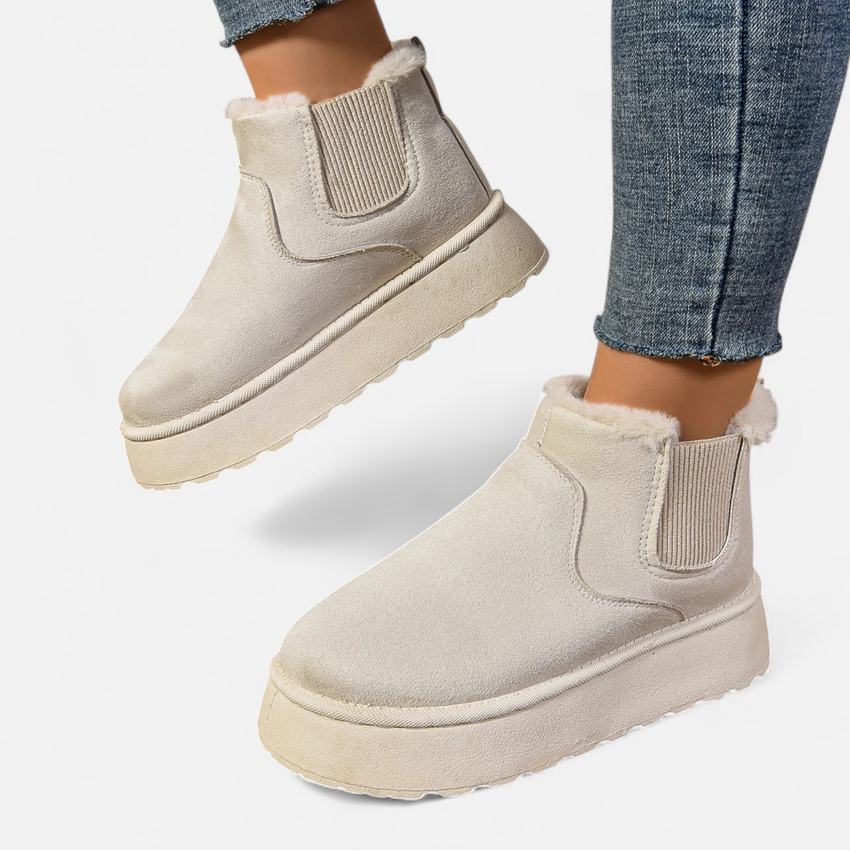 Women's Plush Platform Chelsea Ankle Boots