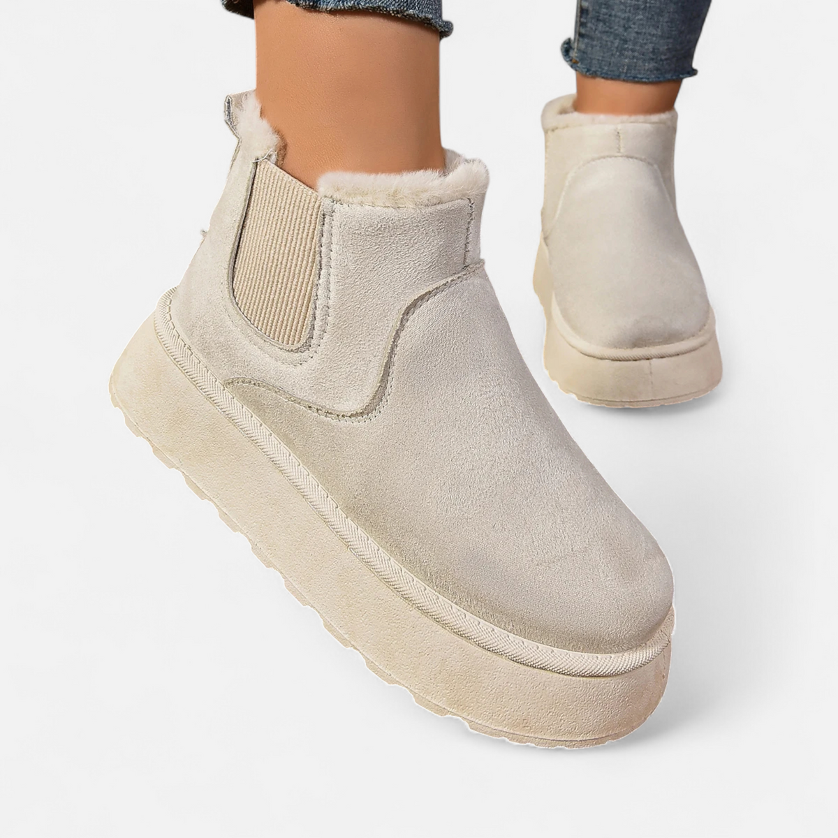 Women's Plush Platform Chelsea Ankle Boots