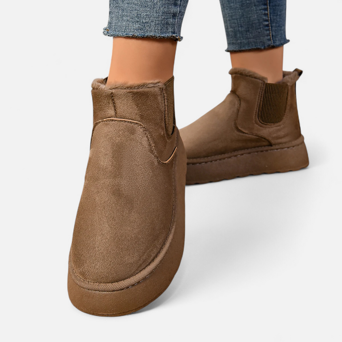 Women's Plush Platform Chelsea Ankle Boots