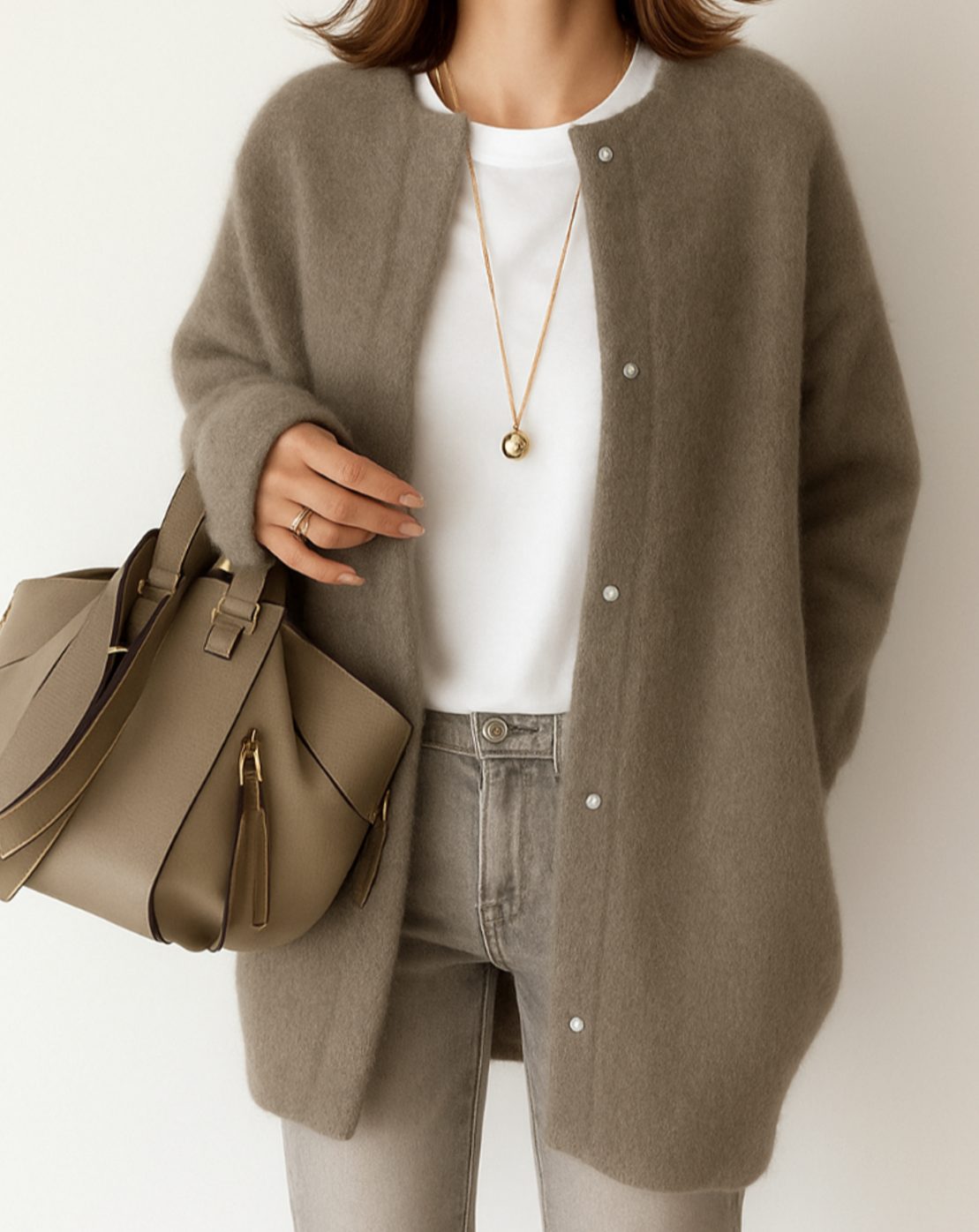 Women's Relaxed-Fit Button-Front Crew Neck Cardigan Sweater