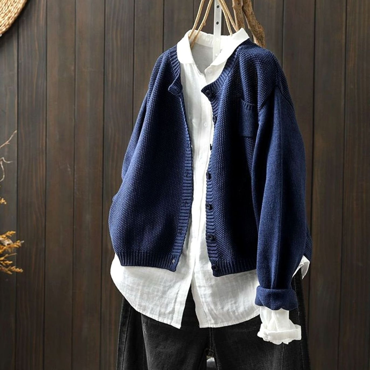 Women's Relaxed-Fit Button-Front Knit Cardigan Sweater