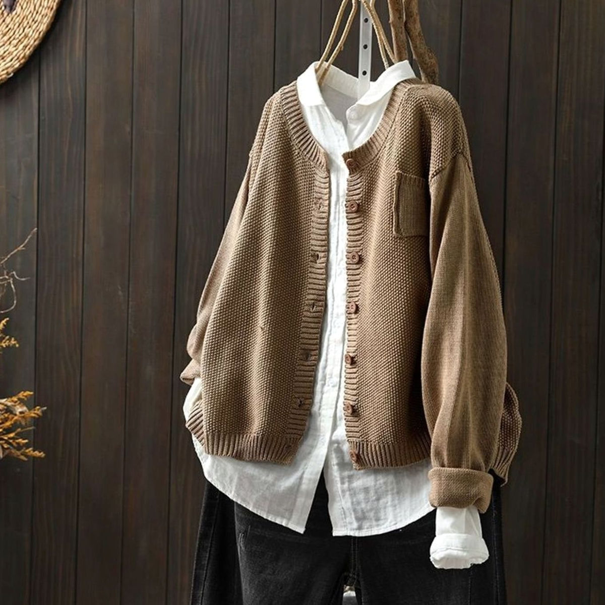 Women's Relaxed-Fit Button-Front Knit Cardigan Sweater
