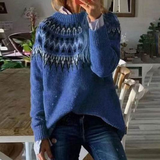 Women's Relaxed-Fit Nordic Fair Isle Pattern Sweater