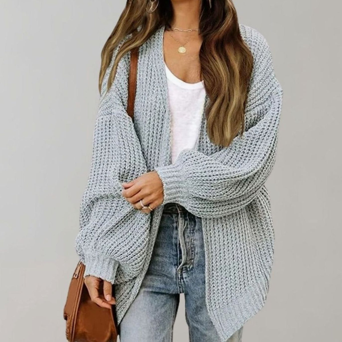 Women's Relaxed Fit Oversized Knit Open Front Cardigan Sweater