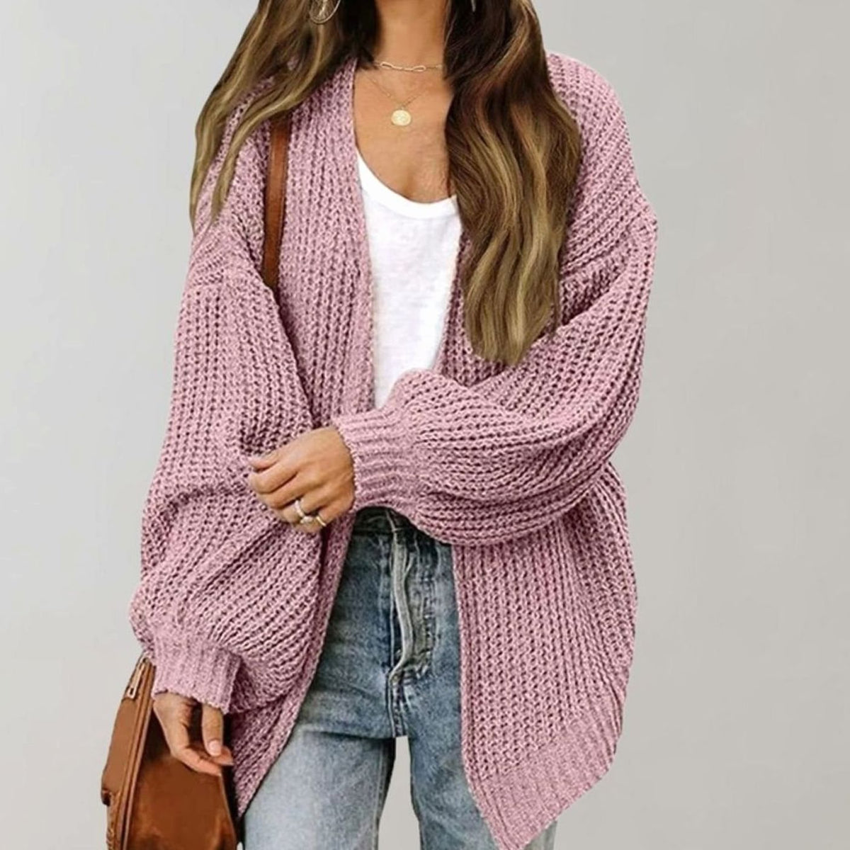 Women's Relaxed Fit Oversized Knit Open Front Cardigan Sweater