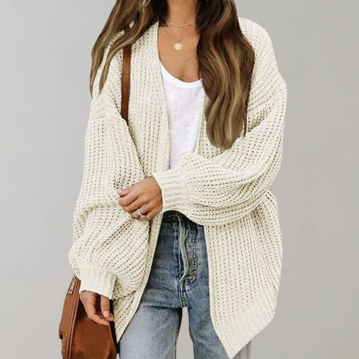 Women's Relaxed Fit Oversized Knit Open Front Cardigan Sweater