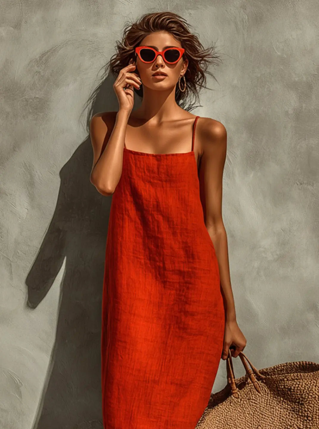 Women's Relaxed-Fit Square-Neck Spaghetti Strap Maxi Dress for Autumn Wedding Guests